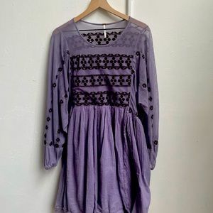 Free People Sheer Purple Dress - X-Large